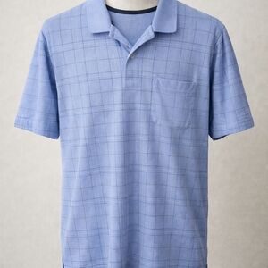 Izod Light Blue Checkered Men's Polo Shirt